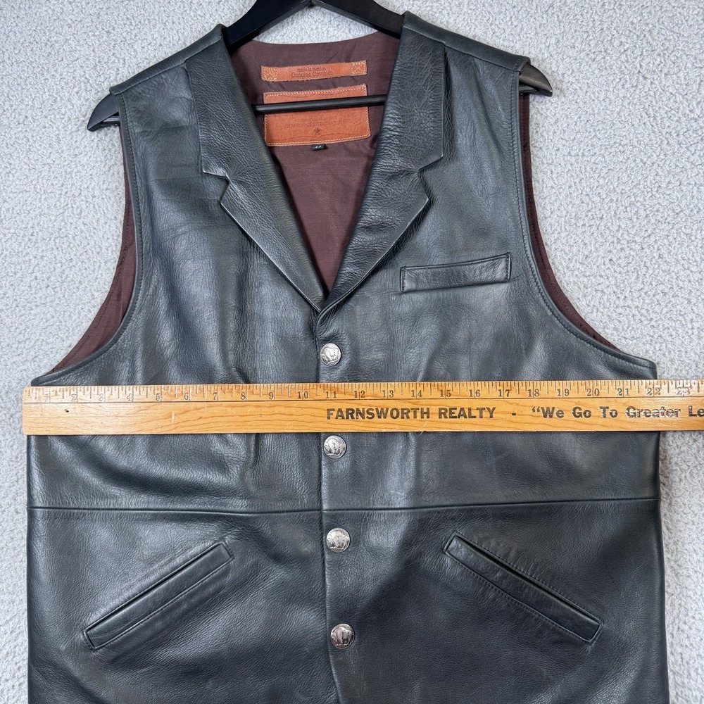 Coronado Leather Vest Mens 44 Black Cowhide Concealed Carry Buffalo Snap Biker - Picture 11 of 16